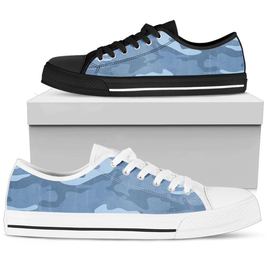 Light Blue Camouflage Low Top Shoes