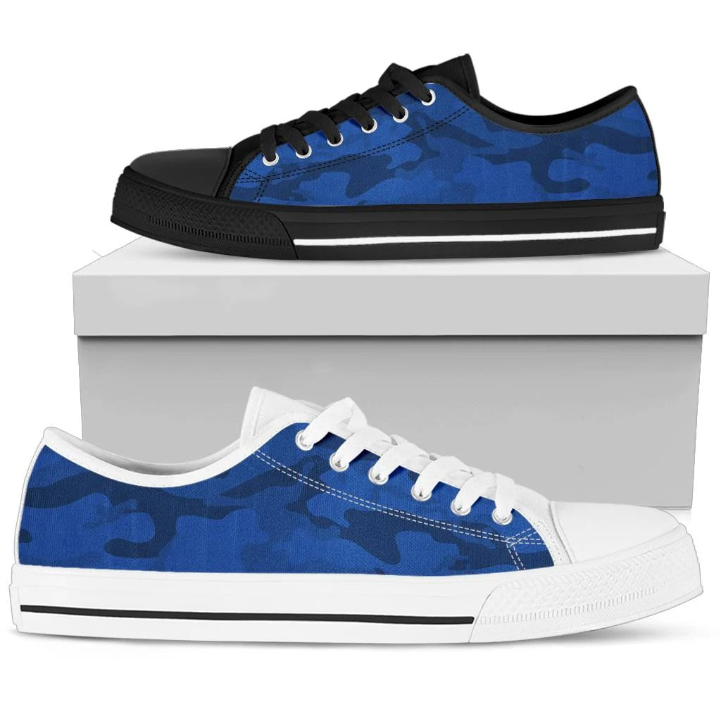 Dark Blue Navy Camouflage Low Top Shoes
