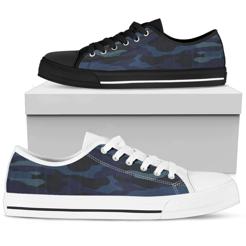 Dark Navy Camouflage Low Top Shoes