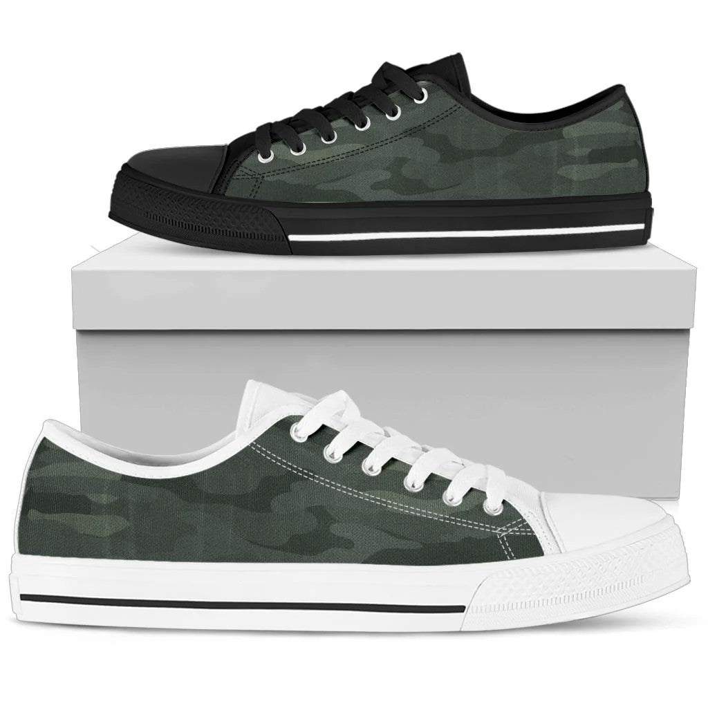 Dark Woodland Camouflage Low Top Shoes