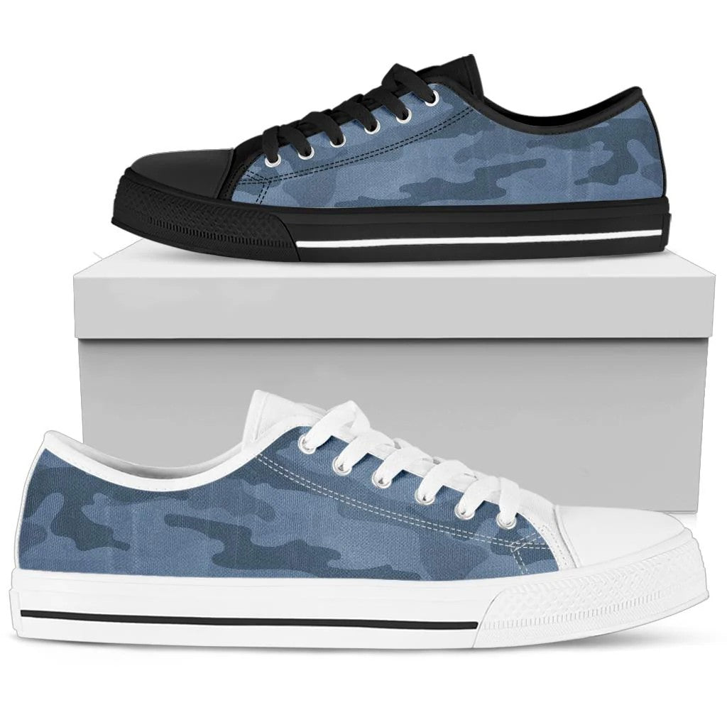 Steel Blue Camouflage Low Top Shoes