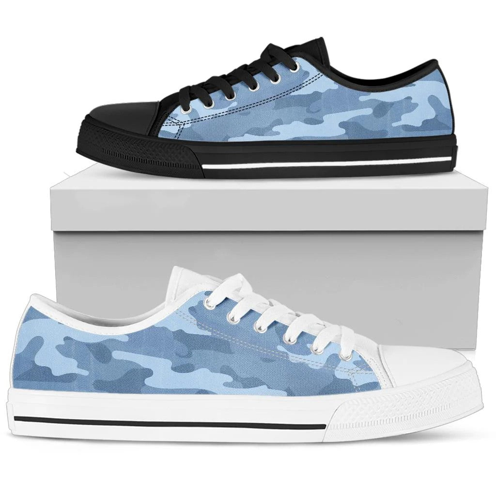 Light Blue Camouflage Low Top Shoes