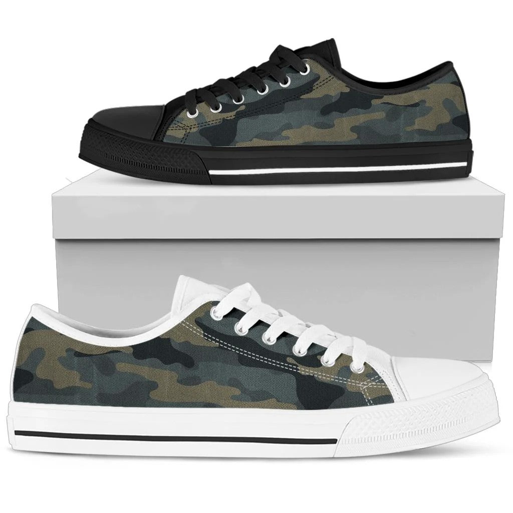 Dark Woodland Camouflage Low Top Shoes