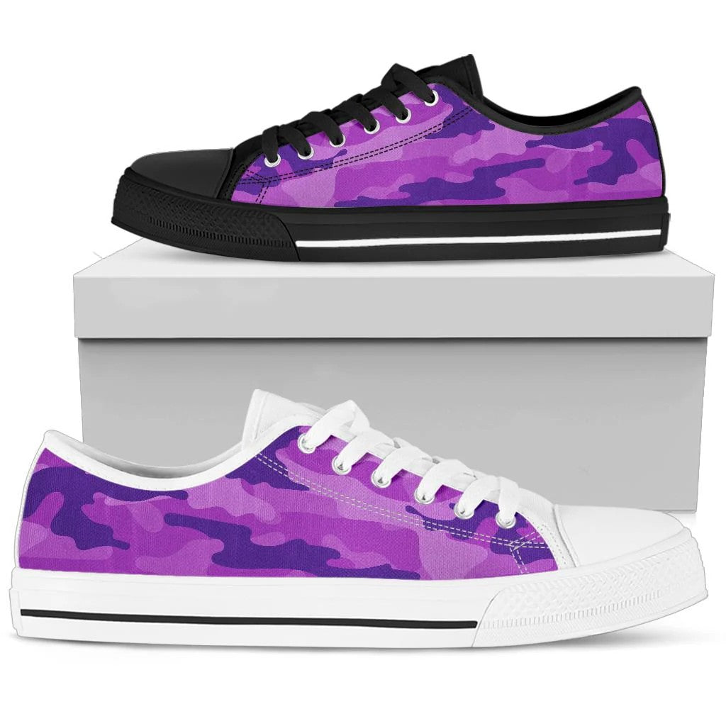 fluorescent Purple Camouflage Low Top Shoes