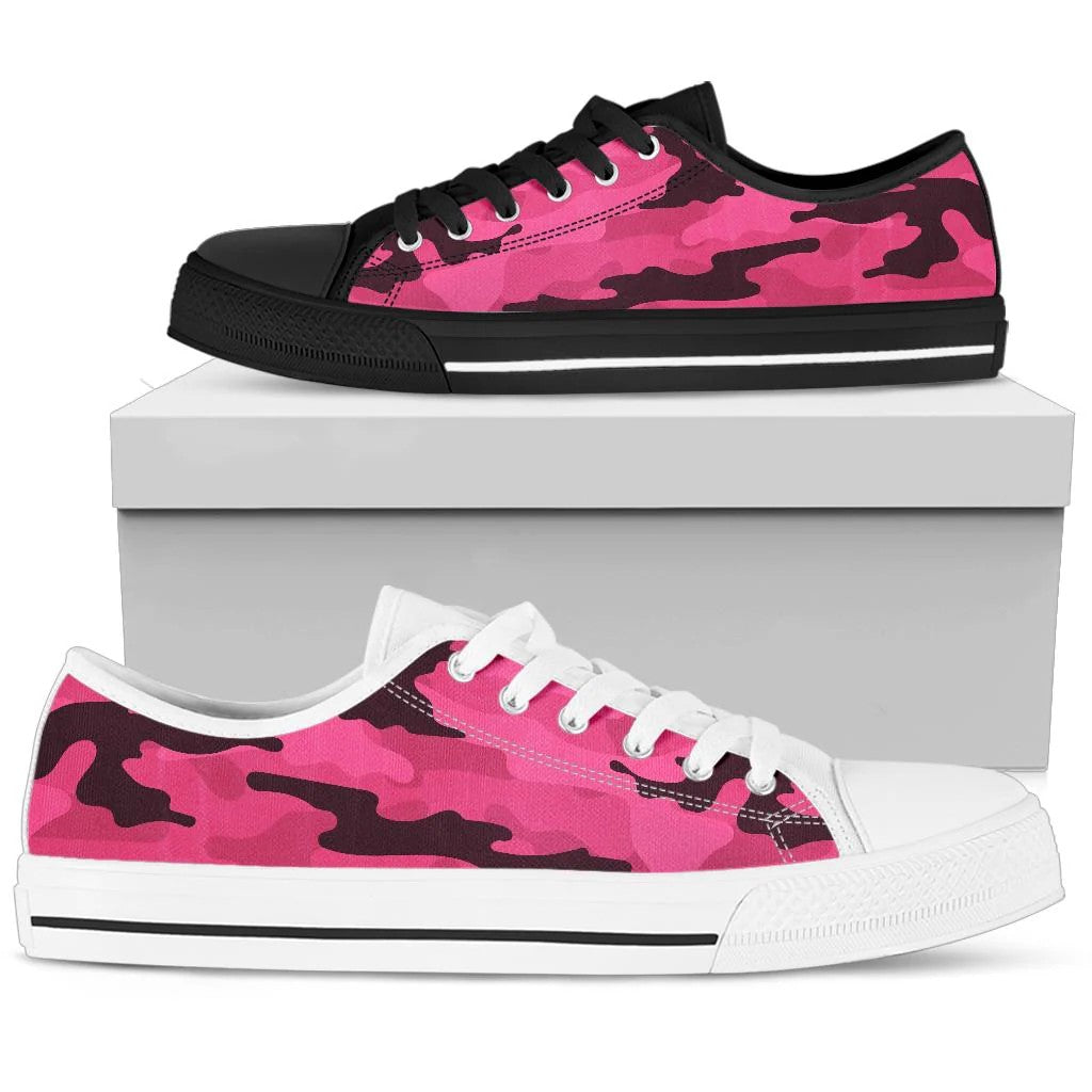 fluorescent Pink Camo Low Top Shoes