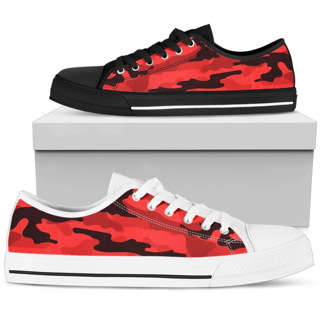 Red Camouflage Low Top Shoes