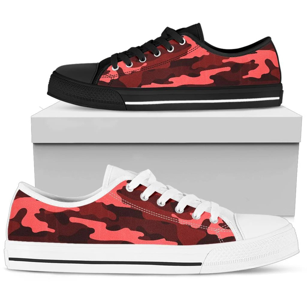 Red Camouflage Low Top Shoes