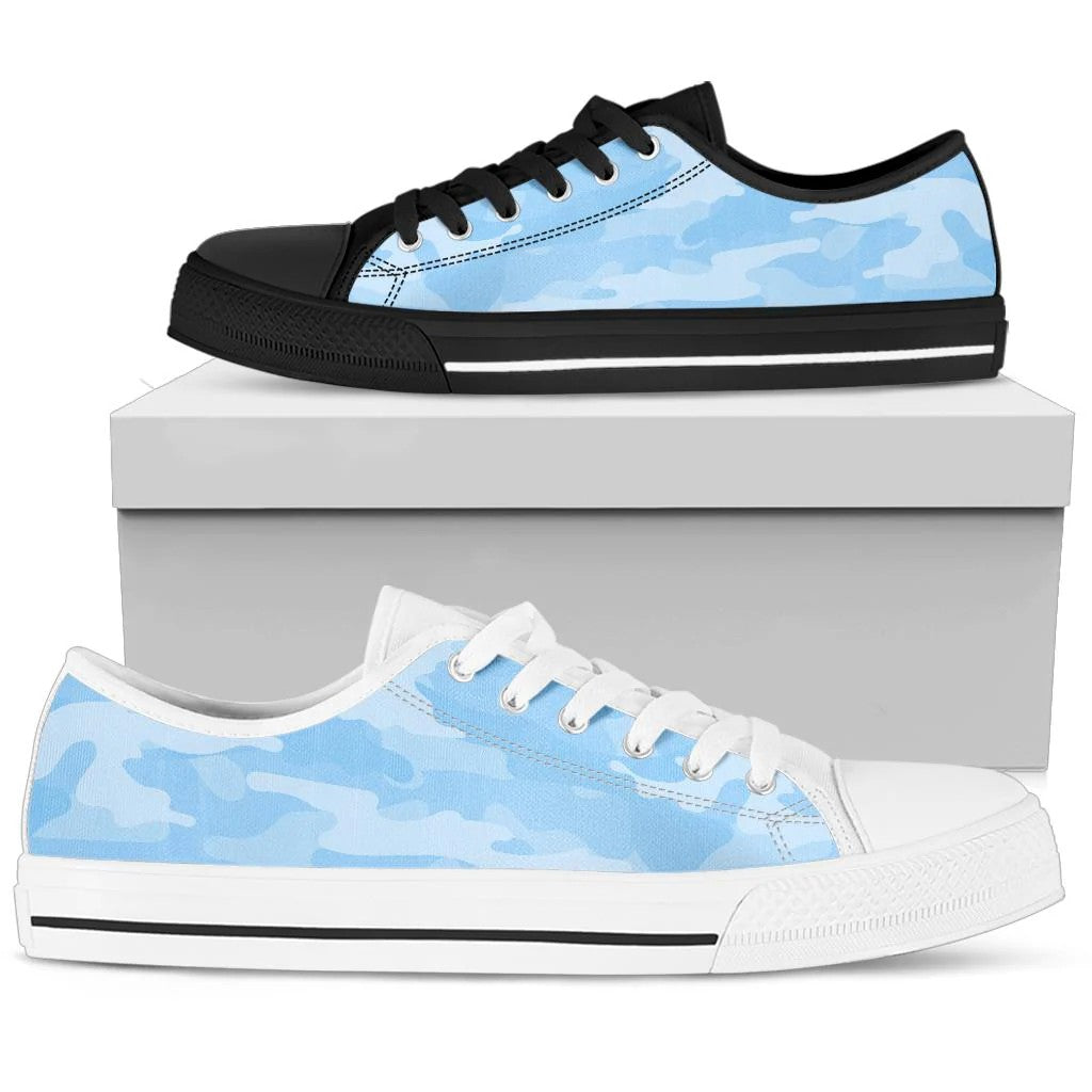 Light Blue Camouflage Low Top Shoes