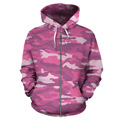 Pink Camouflage Zip-Up Hoodie