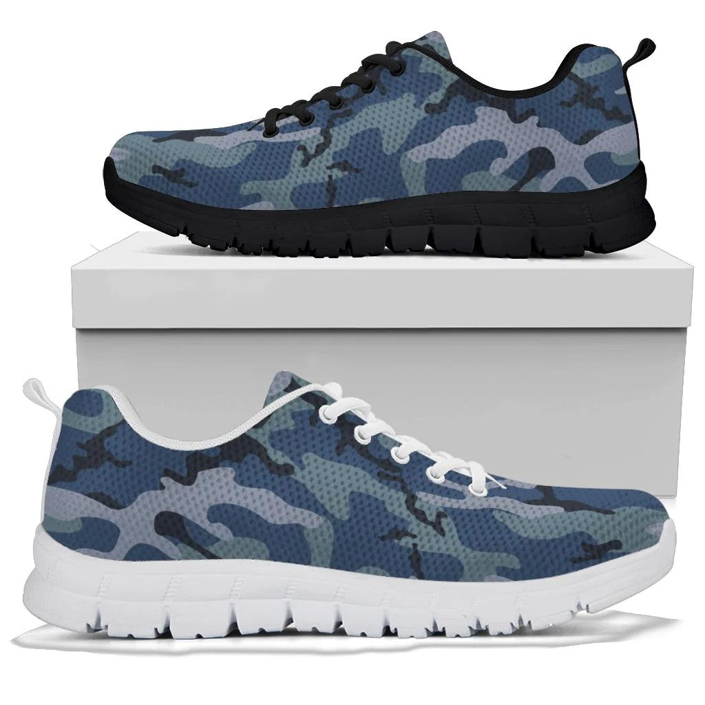 Steel Blue Navy Camouflage Sneakers
